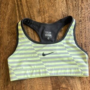 Nike Pro Women's Neon Yellow and Gray Sports Bra
